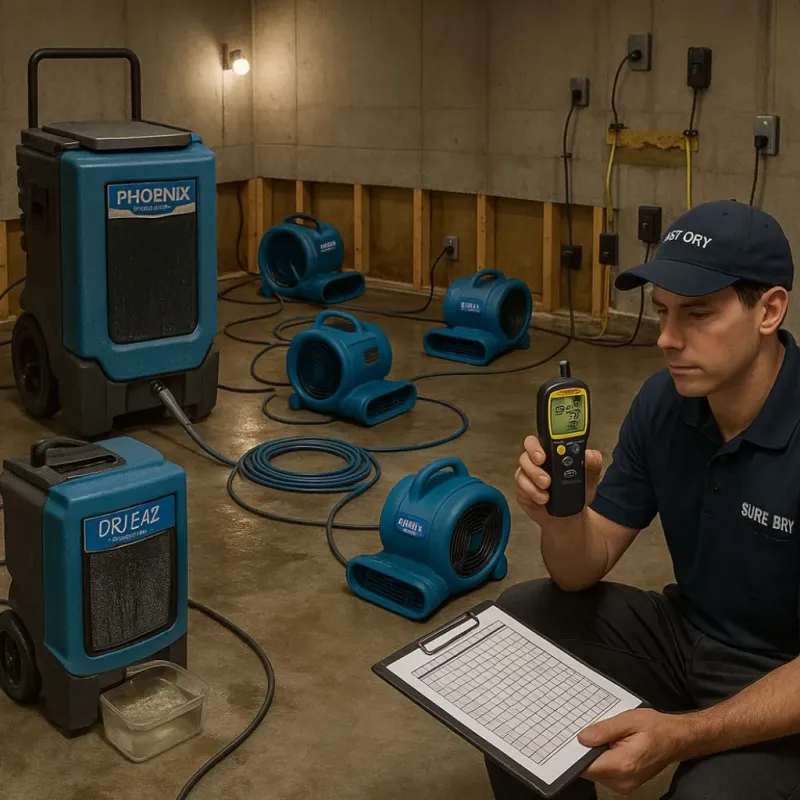 Structural Drying and Dehumidification process in East Tawas, MI